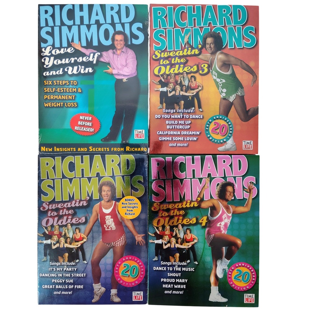 NWT Richard Simmons DVD Set Sweatin to the Oldies 1 3 4 Love Yourself Multicolor